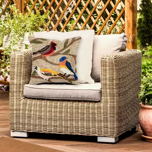 Lush Decor FRONTPORCH Indoor/Outdoor Handmade Pillow - Traditional Geometric Casual Animal Camping  (Birds)