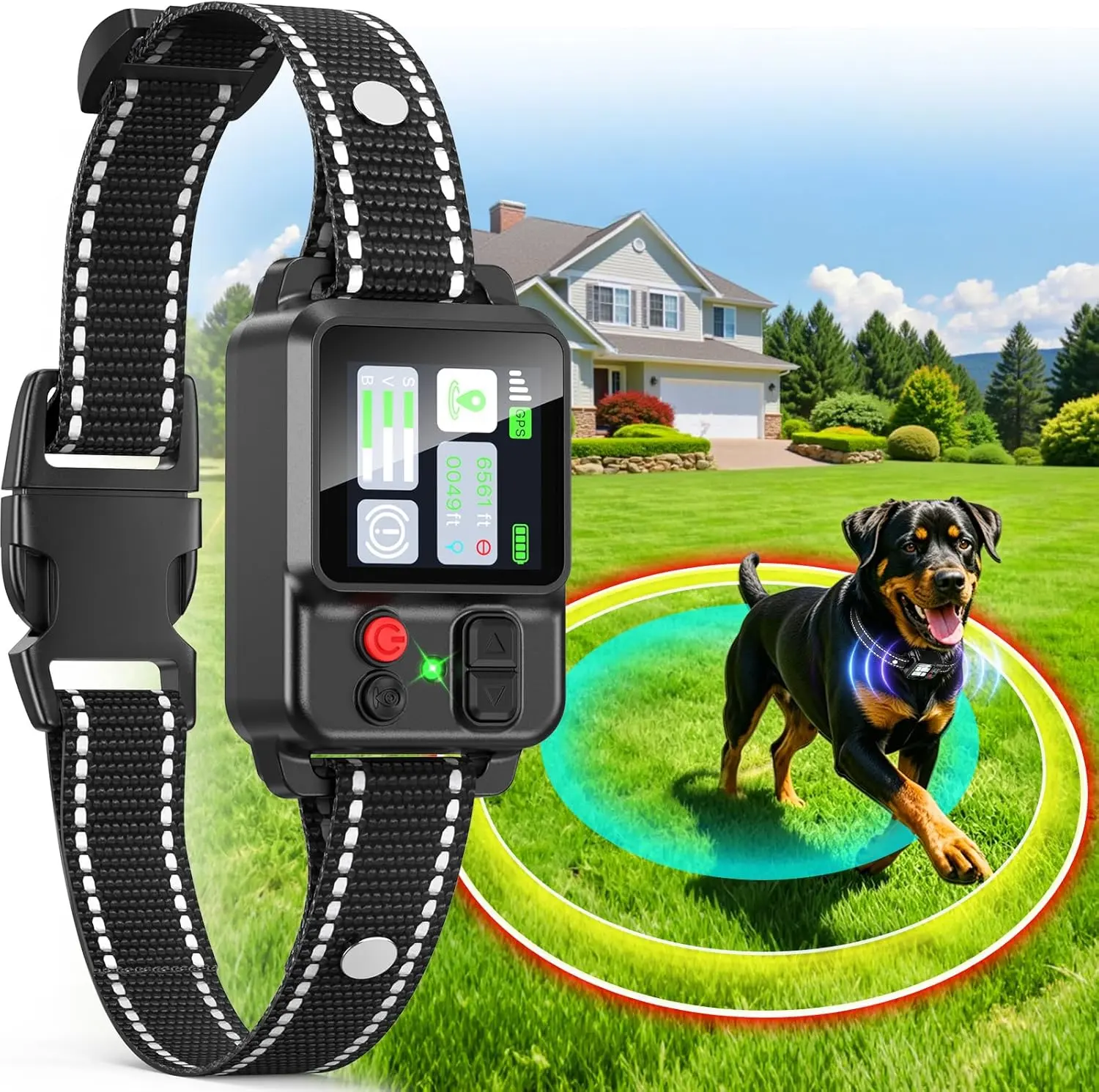 Wireless Dog Fence System for Dogs, GPS Electric Dog Fence,IPX7 | Training Collar, Adjustable Range 49-6561ft, Yard Pet Containment for Dogs