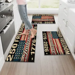 1/2/3PCS Independence Day 250th Anniversary Kitchen Rug Pineapple Texture Design Floor Mat, Washable Non-Slip Kitchen Runner Rug,Doormat 16"X24"/20"X32"/20"X47"