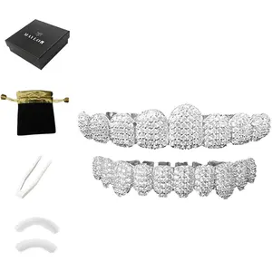 Custom Diamond Grillz for Men - Iced Out Detachable Gold & Silver Teeth Covers - Bling Hip Hop Mouth Jewelry