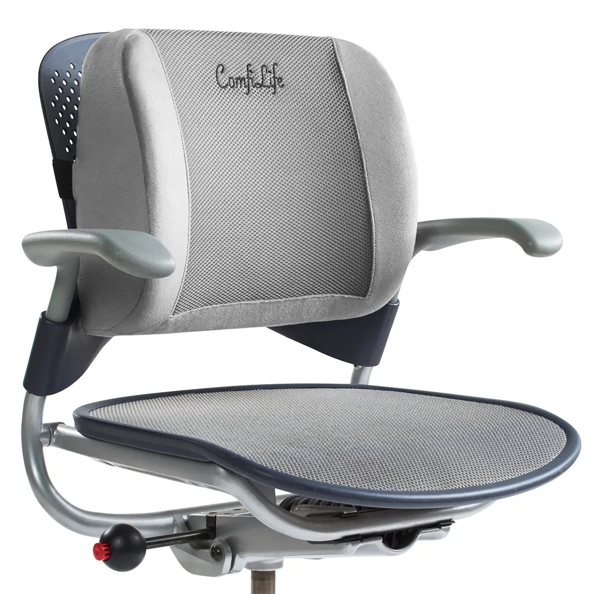ComfiLife Contoured Ergonomic Chair Lumbar Support Pillow - Heat & Weight Responsive High-Density Memory Foam, Adjustable Straps, Breathable 3D Mesh, Removable Washable Zippered Cover for Office, Car Seats - Supportive Sitting, Stress Relief, Relaxation,