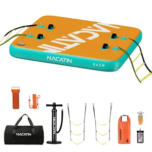 【Deals for You Days】Inflatable Floating Dock & Water Hammock Combo – Complete Set Includes Air Pump, Repair Kit & Carry Bag. Perfect for Leaf-Peeping on the Lake, Relaxing in Cool Waters, or Soaking Up the Fall Sun at the Beach, Pool or Ocean.