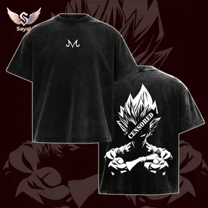 Retro Vintage Limited Saiyan Prince - DragonB Anime Double Printed  Washed Tee Unisex Oversize Anime Manga Acid Washed Lightweight Cotton T-Shirt Hoodies Sweater Wash Gift For Anime Fan Anime Lover Crewneck