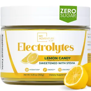 My Adventure to Fit Zero Sugar Lemon Candy Electrolyte Powder High Potassium & Salt Vegan Keto Paleo Friendly 30 Servings