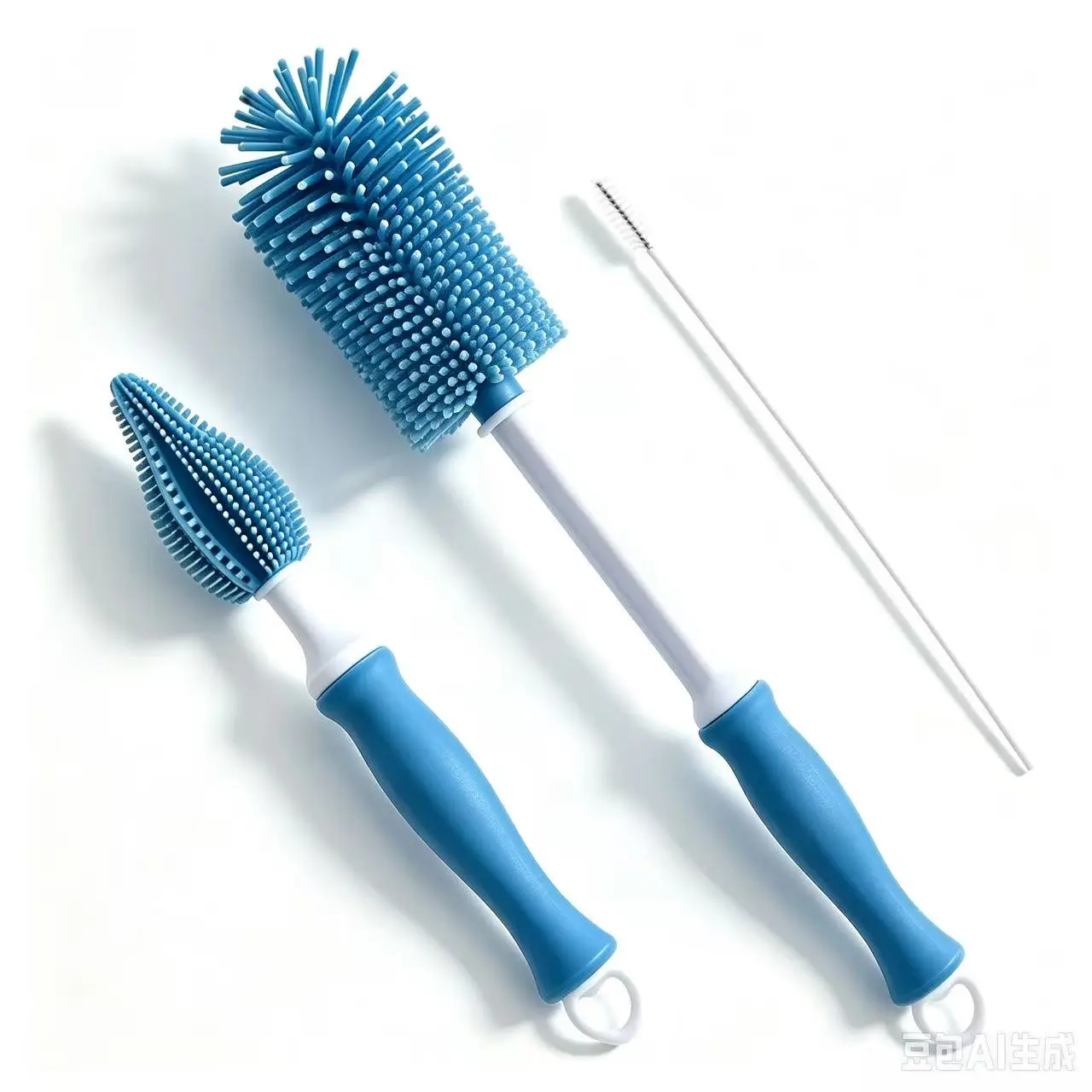 Food-Grade Silicone Baby Bottle Brush Set – 3 Pieces, 12-Inch Extended Handle, Non-Slip, Flexible, Quick-Drying, Mold-Resistant Cleaning Brushes for Baby Bottles, Nipples, and Straws