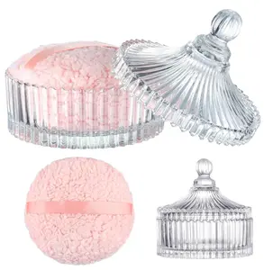 Extra Large Body Powder Puff and Container, 6 Inch Oversize Dust Powder Puff for Baby Women Dusting Powder