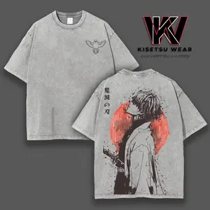 Retro Vintage Limited Zenitsu Agatsuma Demon Slayer Anime Double Printed Washed Tee Unisex Oversize Anime Manga Washed Lightweight Cotton T-Shirt Gift For Anime Fan Casual Style