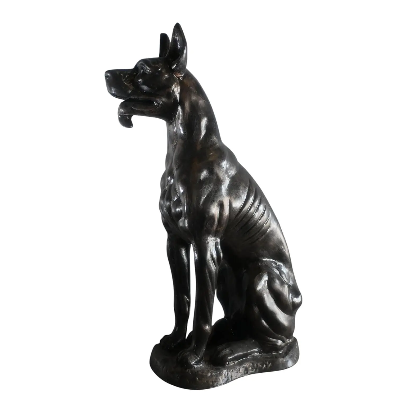 Stately Life Size Sitting Great Dane Dog Aluminum Statue 28"x13"x41"H
