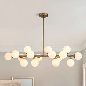 Modern Linear Chandelier Gold Bubble Chandelier, Modern Chandeliers for Dining Room Chandelier Over Table, 16 Light Hanging Ceiling Pendant Lights Fixtures Kitchen Island Branch Pendant Light