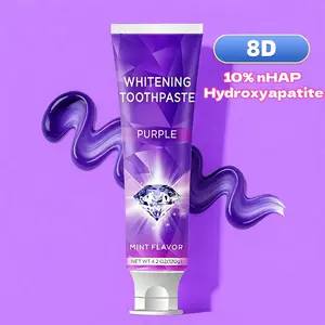 120g 10% Hydroxyapatite Grape Flavor Whitening Toothpaste, Deep Cleaning, Gentle Minty Fresh Breath, 8D-Travel Portable Toothpaste
