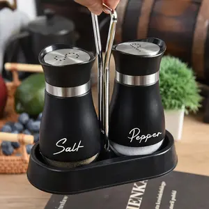 2-Pack Salt and Pepper Shakers Set, Elegant Glass Spice Bottles for Kitchen Decor, Portable Seasoning Containers for Outdoor BBQ & Picnic, Ideal Fall & Winter Kitchenware