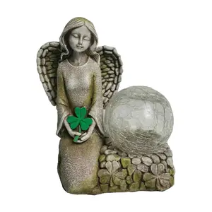 Santa's Workshop 7" Solar Irish Angel with Glass Ball