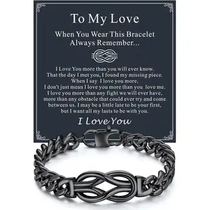 Love Knot Bracelet Gift for Men Stainless Steel Infinity Bracelets Love Link Forever Promise Gifts for Father's Day Birthday Anniversary Christmas Valentines Wedding for Him
