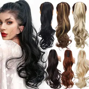 18inch Claw Clip Ponytail Extension Long Curly Wavy Clip In Ponytail Extension Synthetic Hairpiece For Woman