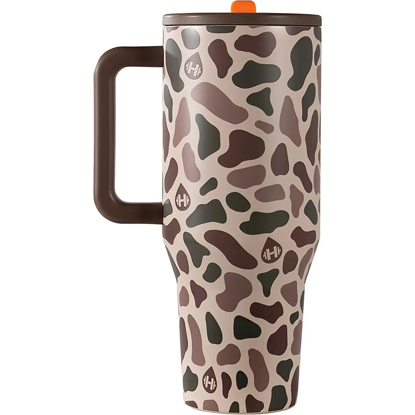 HydroJug 40 oz Camouflage Print Vacuum Insulated Stainless Steel Travel Tumbler — 100% leakproof and splashproof, includes handle and straw, compatible with car cup holders, perfect for fitness use Cow Drink