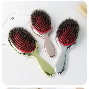 High-End Boar Bristle Massage Comb, Four Color Options, Luxurious Gold and Silver Colors, Anti-Static Hair Brush, Single Item, Premium Hair Brush