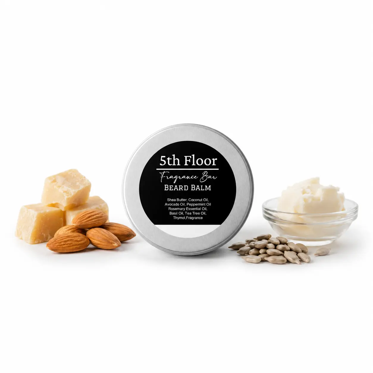 5th Floor Fragrance Bar Beard Balm for Men – Moisturizing Beard Conditioner with Shea Butter, Coconut Oil, Avocado Oil, Peppermint Oil, and Rosemary Essential Oil – Softens, Tames, and Styles Facial Hair