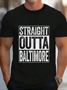 100% Cotton Straight Outta Baltimore T-Shirt Maryland State Shirt T-Shirt Women's Men's Graphic Tee Crew Neck summer vacation Tops