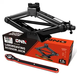 DNA Motoring Universal 1.5 Ton (3306 LBs) Scissor Lift Jack + Ratchet Wrench Wheels Tyre Lift Repair Tools Black