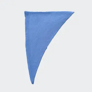 Hand Knitted Triangle Scarf - Rabbit Hair Wool Blend - Light Blue
