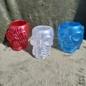 Epoxy Resin Hear No Evil Speak No Evil See No Evil Succulent Pots Red White Blue Skull Design Planters
