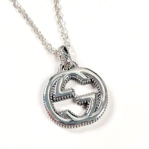 Pre-owned GUCCI Sterling Silver 925 (Ag925) Small Leather Goods Interlocking G Silver 925 Necklace