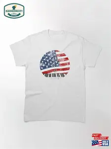 Piano Usa Flag Pianist Musician 4th July Classic T-shirt Unisex Hoodie