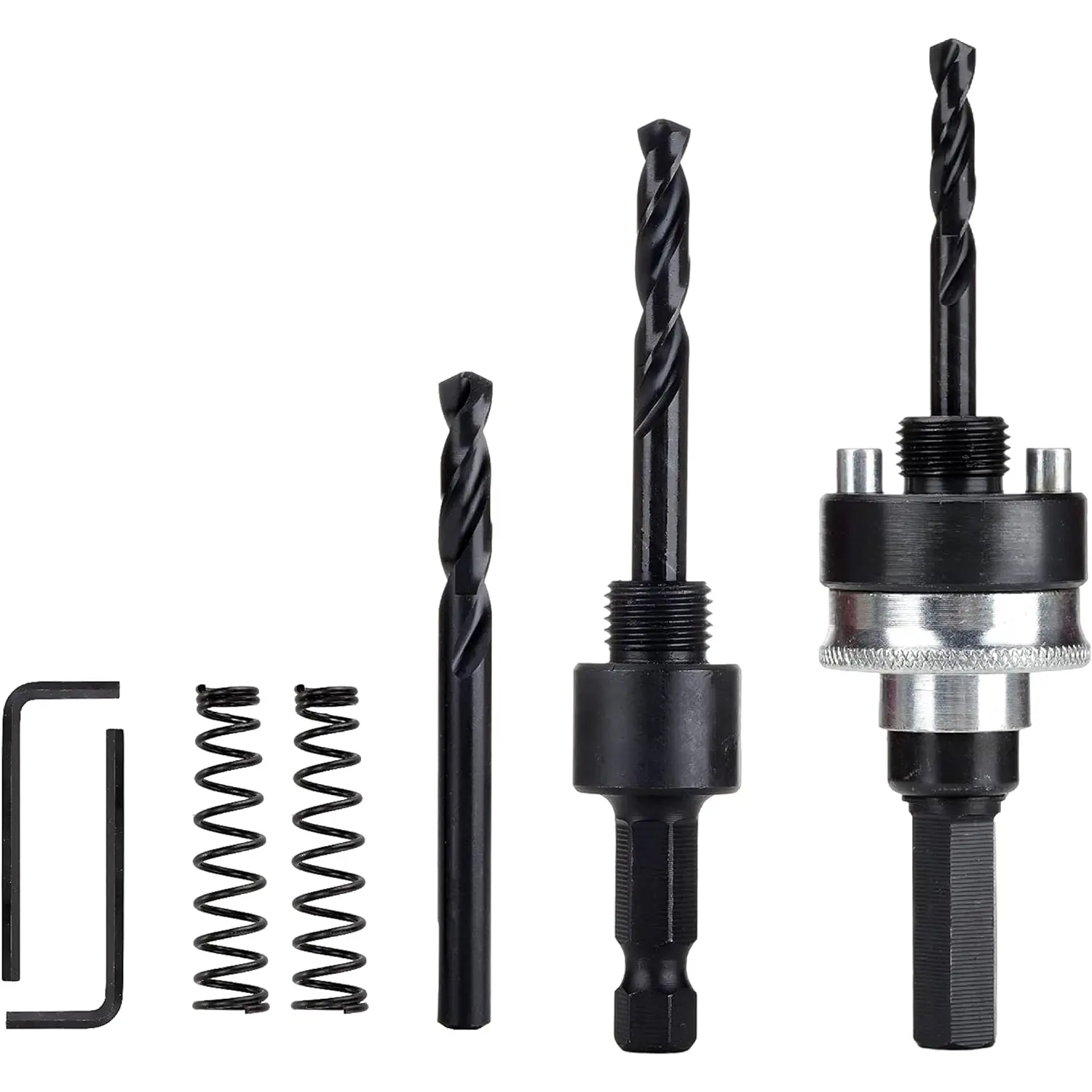 Heavy Duty Quick Change Hole  Mandrel, 7/16-Inch and 3/8 Inch Hole  Arbor with 3 count Central Drill/2PCS Hex wrench/2Pcs Spring