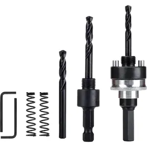 Heavy Duty Quick Change Hole  Mandrel, 7/16-Inch and 3/8 Inch Hole  Arbor with 3 count Central Drill/2PCS Hex wrench/2Pcs Spring