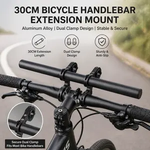 30cm Bicycle Handlebar Extended Bracket MTB Headlight Mount Extented Bar Road Mountain Bike Handlebar Extender Rack Parts