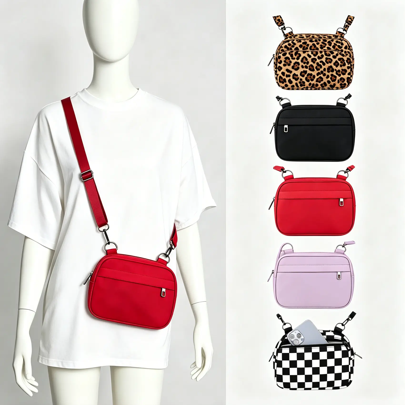 MAXTOP Small Crossbody Bags for Women Belt Bag Fanny Pack with Adjustable Strap Red