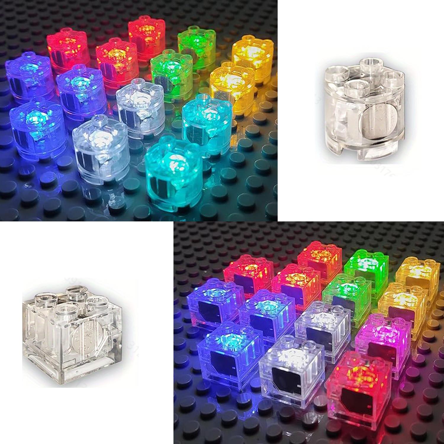 LYBMTWFLED Building Block Lighting Accessory Set — Classic Transparent Blocks, Battery-Powered
