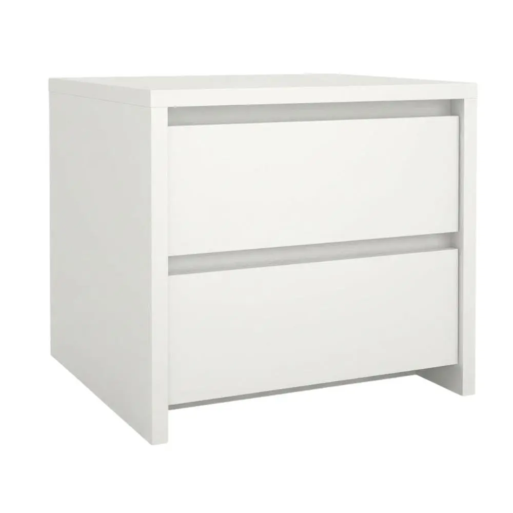White 17-Inch Tall Nightstand with 2-Drawer Storage and Metal Runners