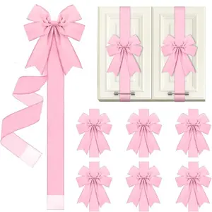 6-Piece Christmas Cabinet Door Bow Set, Solid Color Vintage Velvet Bows, Front Door Window Decor (, 200cm)