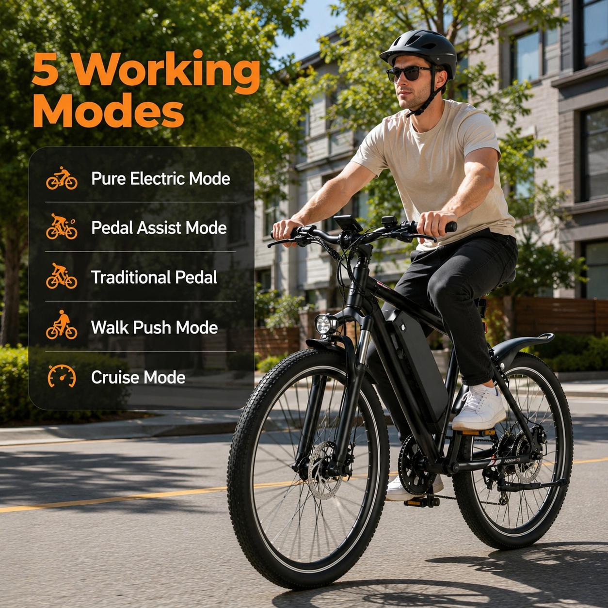 Urban City Commuter Ebike for Adults - 350W Motor, 22MPH Top Speed, 30-55 mi Range, Removable Battery, 7-Speed, All-Terrain for Commuting, Removable Battery Ebike