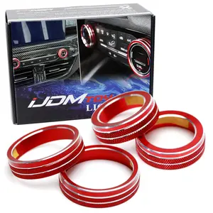 iJDMTOY 4pcs Sports Red Anodized Aluminum AC Climate Control & Audio Volume Switch Turner Ring Covers For Ford 2020-up Escape