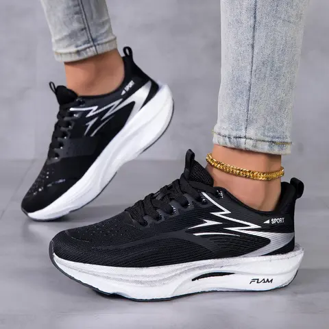 Women's Breathable Mesh Trendy Running Sneakers - Anti-slip, Durable, Lightweight Gradient Color Laces Casual Trainers - All Seasons Running Athletic Shoes for Street Style Walking