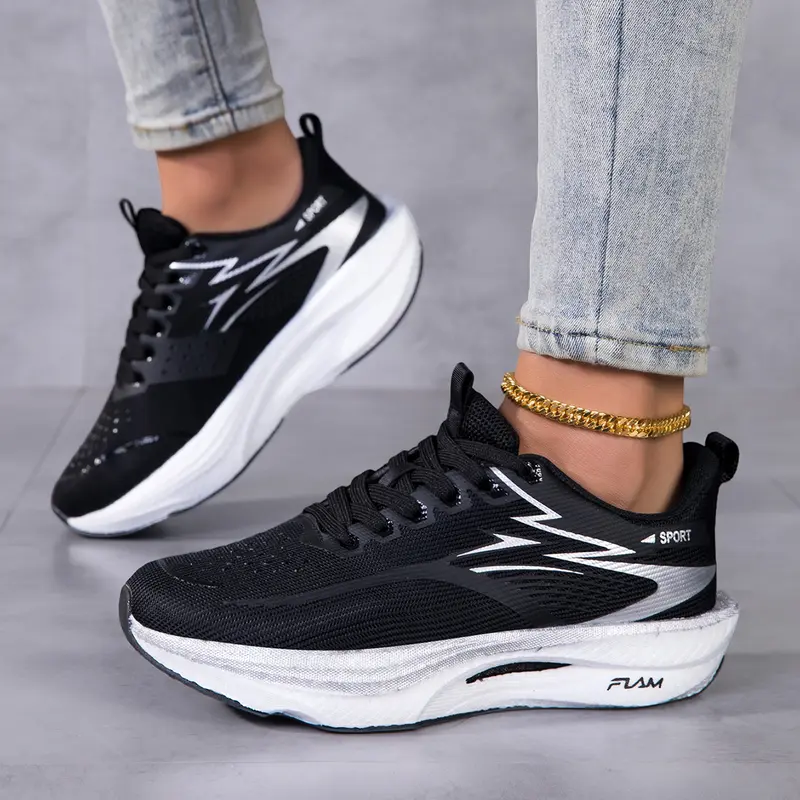 Women's Breathable Mesh Trendy Running Sneakers - Anti-slip, Durable, Lightweight Gradient Color Laces Casual Trainers - All Seasons Running Athletic Shoes for Street Style Walking