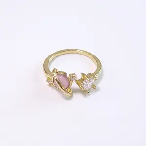 Celestial Orbit Open Ring – Planet & Star CZ Statement Ring | Galaxy Jewelry