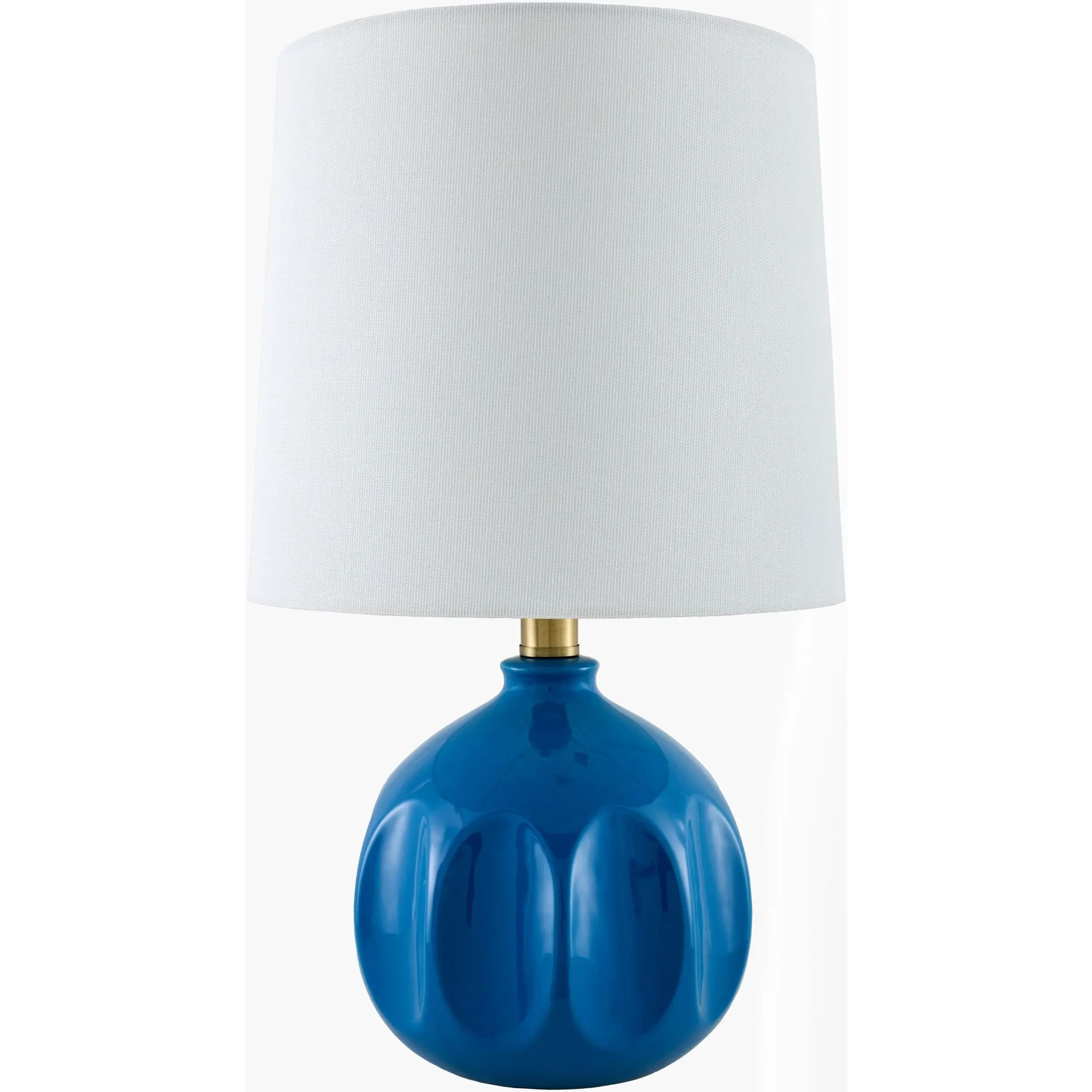 Sapphire Blue Modern Table Lamp with global details for bedside or console tables