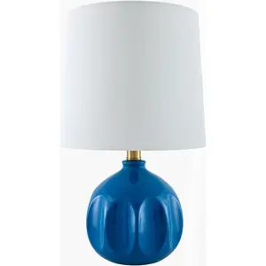 Sapphire Blue Modern Table Lamp with global details for bedside or console tables