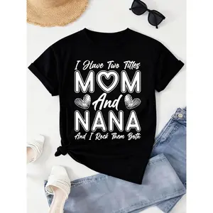 Trendy Black Cotton Tee for Grandmas – Playful and Humorous Design, Soft 180g Fabric