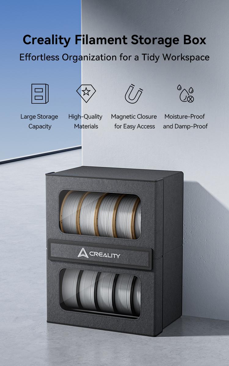 Creality Durable 3D Filament Storage Box with Lid, 10KG Capacity 3D Filament Dryer with Magnetic Closure, Waterproof
