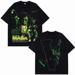 Masa Tour T-shirt Vintage Rap Icon Streetwear Shirt Hip Hop Oversized Top Unisex Crew Neck Short Sleeves Airlume Combed Cotton Blend Black T-Shirt for Men