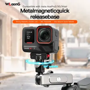 for Insta360 X5/X4Air/Ace Pro/2 Magnetic Quick Release Base, Metal, Rotatable, Perfect for Outdoor Sports, Campus Photography Holiday Travel and Ideal Gift, Dual Claw Design Lightweight Tripod/Mount Connector | Self-media Shooting Equipment Accessory