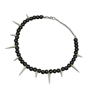 Pearls Beads Cone Pendant Necklaces European and American Punk Design Jewelry