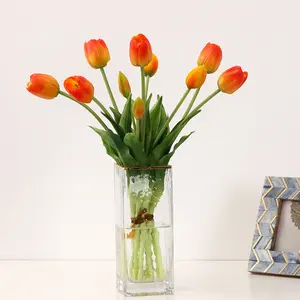 Mother's Day 5 Heads Soft Gel Tulips Artificial Flowers, Real Touch Latex Tulip Bouquet, Premium Elegant Fake Floral Decor, Perfect Gift for Mom, Ideal for Living Room Home Decoration, Wedding Party Table Centerpieces & Photography Props, Long-Lasting Sty