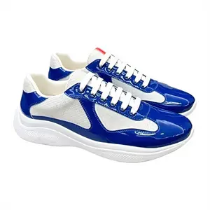 Men's Blue White Breathable Mesh Sneakers Chunky Platform Casual Shoes Comfortable Athletic Walking Shoes Fashion Lace-Up Sneakers Lightweight Daily Footwear
