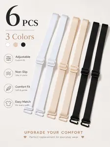 6pcs/set Extended 42cm Bra Shoulder Straps, Adjustable Non-Slip Fabric Straps, Replaceable Elastic Bra Straps for Comfort