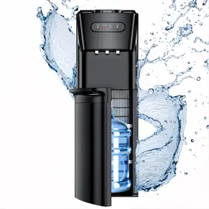 TEHANLD Water Cooler Dispenser Hot Cold & Cool Water Dispenser for 3 or 5 Gallon Bottles, Empty Bottle Indicator, Child Safety Lock, Ideal for Office, Home, Living Room, Dark Black